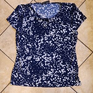 Preston & York Navy Top with White Patterns